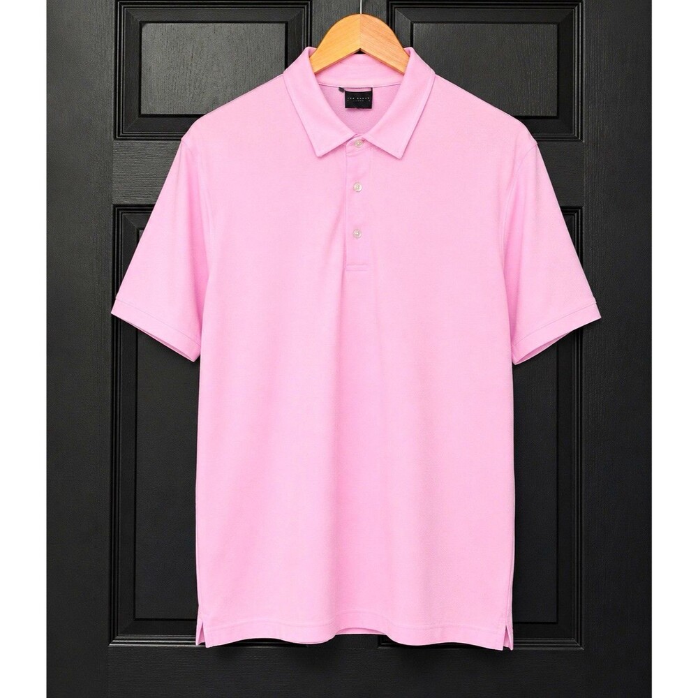 Dunning Golf Men's Pink Solid Lightweight Knit Golf Polo Shirt Regular Fit M